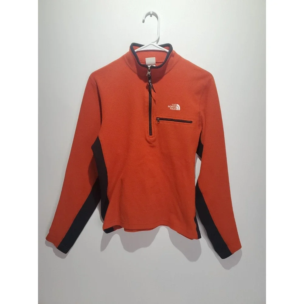 The North Face Men's 1/2 Zip Long Sleeve‎ Sweater, Small, Orange/Black